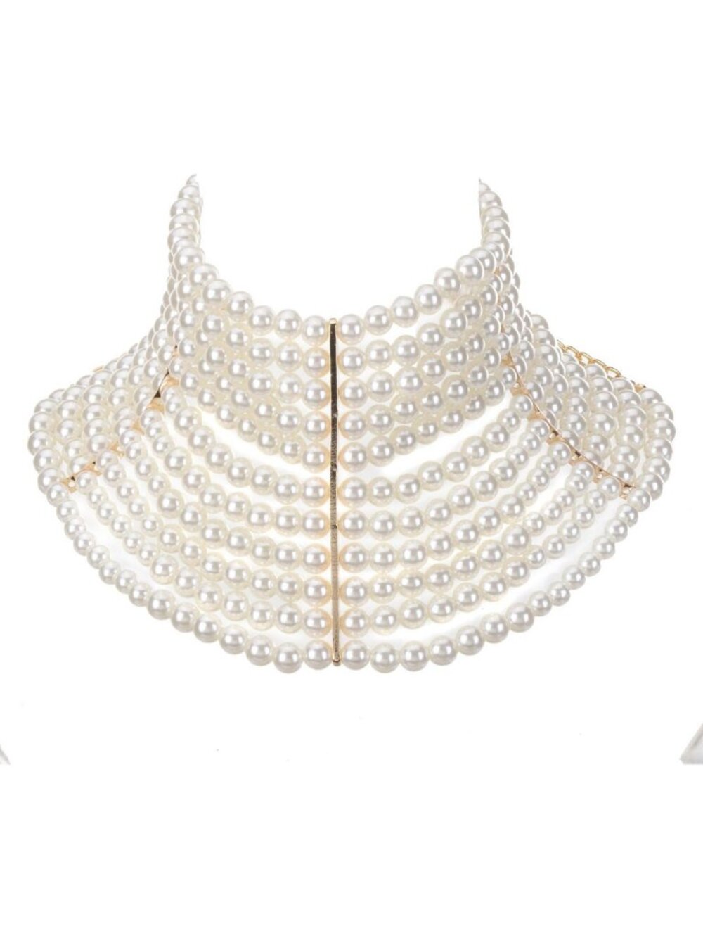 Chunky Statement Necklace with Simulated Pearls | Fashion Bib Jewelry for Women